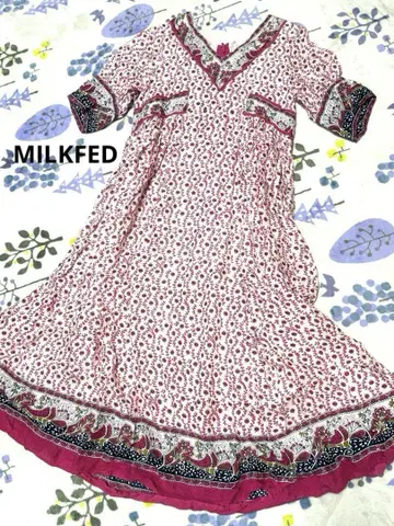 밀크페도 MILKFED 에스닉 롱 원피스 인도 면 핑크