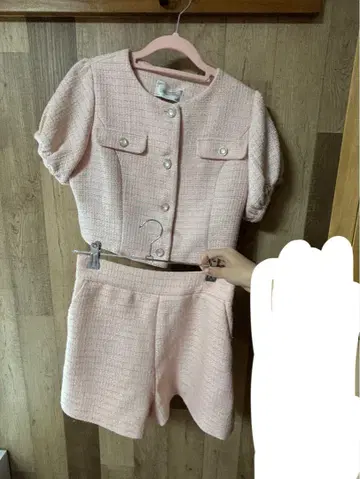 미셸 마카롱 트위드 셋업 핑크