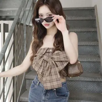 다리치 타탄 체크 베어탑