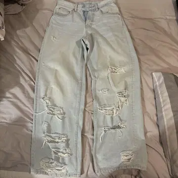 ZARA 데미지 데님 배기 핏 EU36