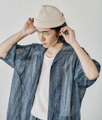 인디고 라이크 레이스 셔츠