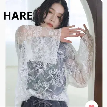 HARE 2WAY 레이스 V넥 상의 상의 T셔츠 화이트