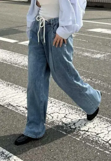 CANAL JEAN El mar 끈 달린 데님 이지 팬츠