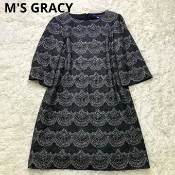 M'S GRACY 엠즈 그레이시 원피스 울 올 패턴 36 그레이