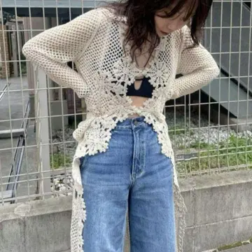 새상품급 Ameri 크로셰 롱 가디건