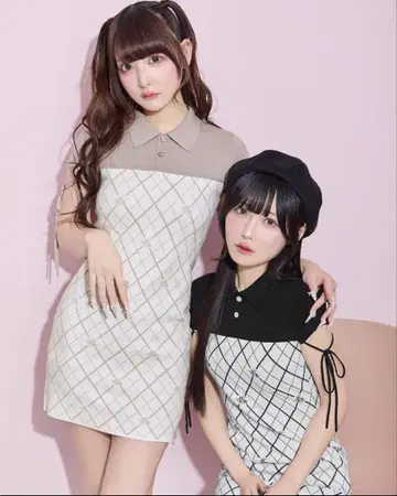 미셸 마카롱 모노그램 니트 원피스 핑크