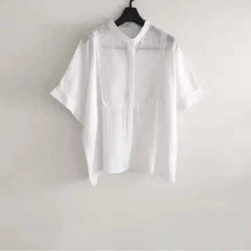 SHIPS any 패널 도비 스트라이프 밴드 카라 셔츠