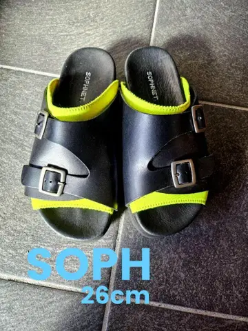 SOPHNET. 버클 블랙 & 형광 샌들