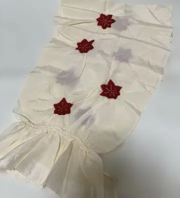 린다시 오비 장식 천 크림 x 빨간색