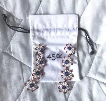 새상품 45r 4연 비즈 귀찌 꽃
