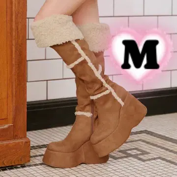 새상품 페이크 무스탕 니하이 부츠 다리치 M 카멜