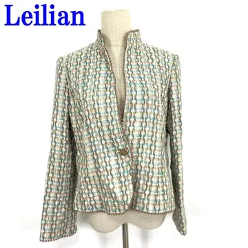 레리안 트위드 자켓 노카라 실크 울 13 C2490