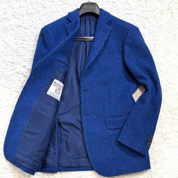 레어 색상 Harris Tweed 테일러드 자켓 블루 A6 싱글
