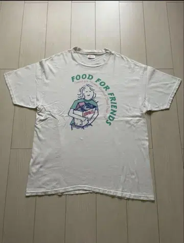 90s 헤인즈 빈티지 구제 의류 t셔츠 실크스크린 프린트 화이트