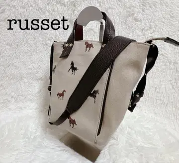 러셋 2way 숄더백 호스 배색 미니 토트 russet