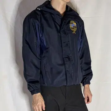 no brand 네이비 후드 부착 나일론 자켓