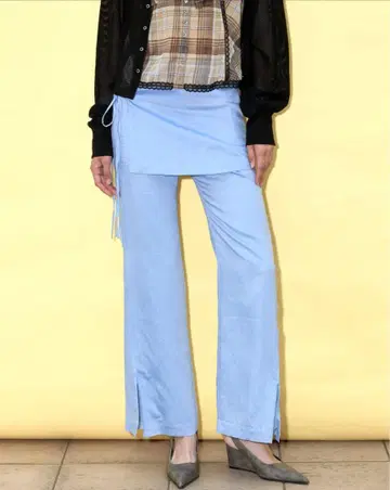 skirt combination sheer pants 블루 38