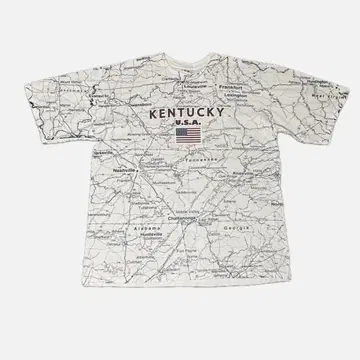 usa제 켄터키주 지도 프린트 T셔츠 90s 양면 디자인