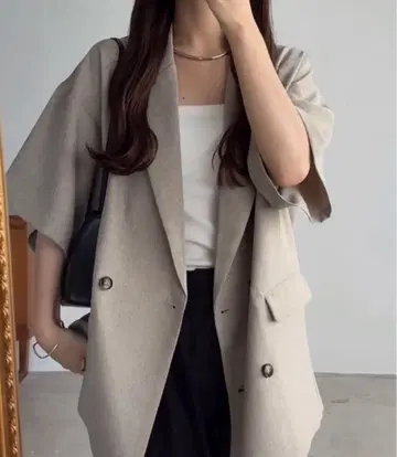 callautia 린넨라이크 백 슬릿 오버 사이즈 셔츠 자켓