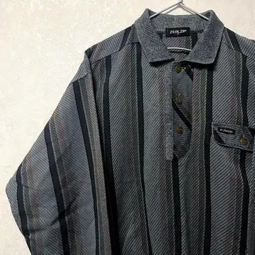 디자인 셔츠 올 패턴 빈티지 레트로 스트라이프 그레이 피케 셔츠 긴팔