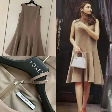 컨디션 최상 FOXEY 40 VERY 게재 원피스 모카