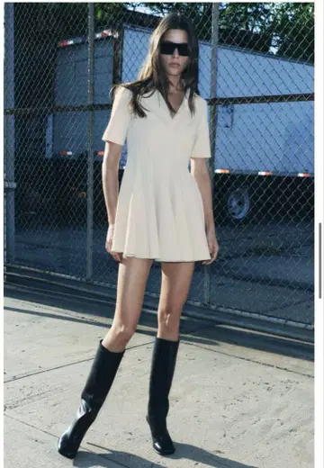 ZARA ZW 컬렉션 스티치 폴로넥 원피스 에크루