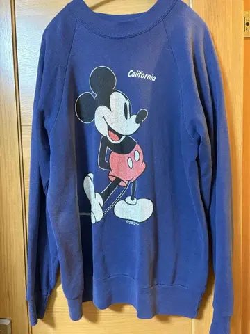 양면 프린트 구제 의류 Mickey Mouse 맨투맨 빈티지 네이비