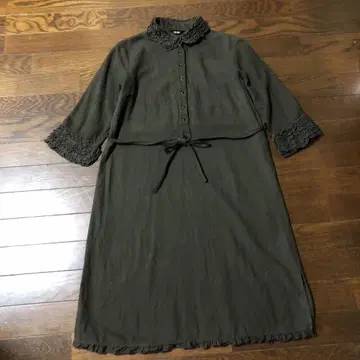 핑크하우스 카키색 피코프릴 원피스