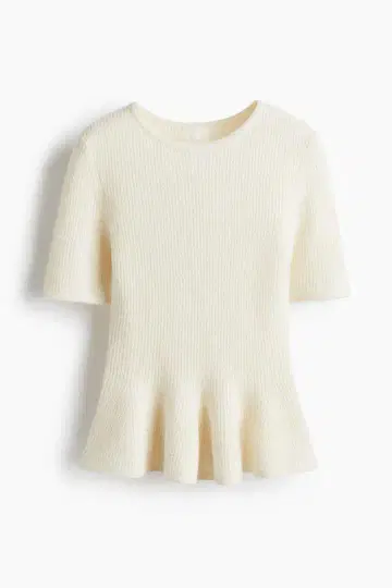 RIB-KNIT PEPLUM TOP