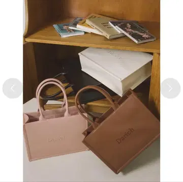 Darich 로고 가죽 토트백 핑크