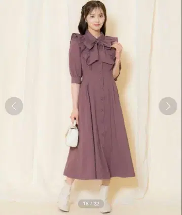 턱 허리 프릴 셔츠 원피스