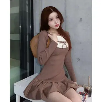 더블 리본 도킹 벌룬 미니 원피스 다리치 9/5까지 판매