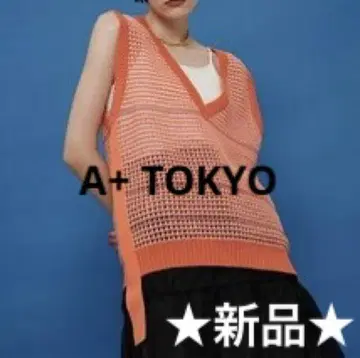 A+ TOKYO WASHI 시어 니트탑 ( 오렌지 계열 )