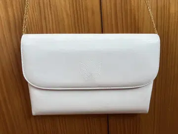 모리 하나에, 빈티지! 화이트 나비 엠보싱 파티 백