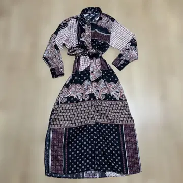 zara 페이즐리 무늬 긴팔 셔츠 원피스