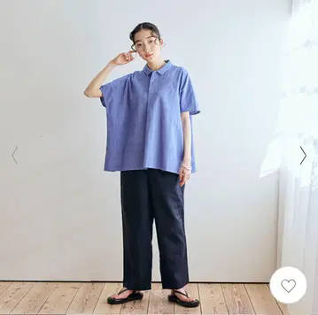 타카시마 치지미 와이드 셔츠 나카가와 마사시치 상점 블루