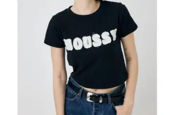 MOUSSY 로고 크롭 T셔츠 블랙