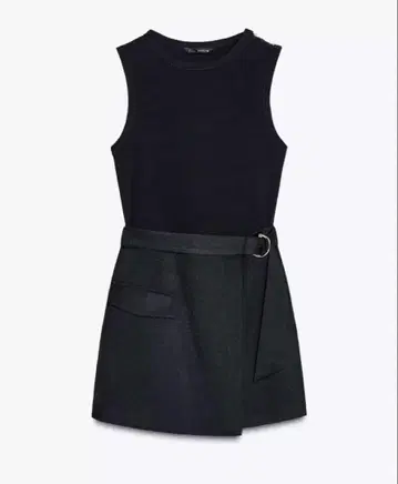 ZARA 벨트 포함 콤비 점프수트 원피스 네이비