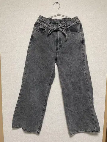 LEPSIM 그레이 끈 포함 스트레이트 데님