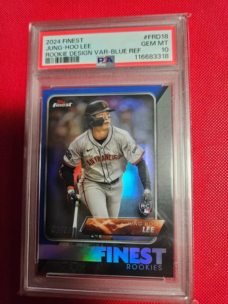이정후 99장 한정 PSA 10등급 2024 Finest 블루 루키 카드