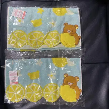 리락쿠마 타월 레몬과 흰 꽃 중 스카이블루 2장 세트 시마무라 구매품