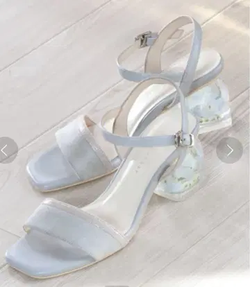 미사용 클리어 플라워 힐 샌들 L 24cm 24.5cm 꽃무늬