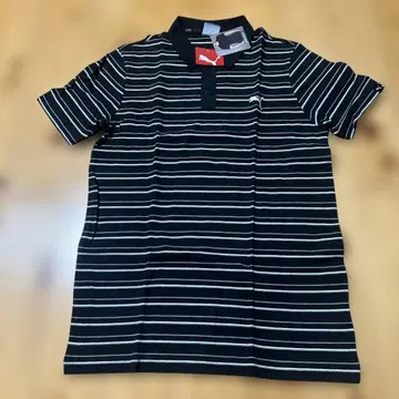 PUMA 보더 피케 셔츠 블랙 화이트 S 사이즈