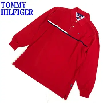 타미힐피거 긴팔 피케 셔츠 빨간색 코튼 100% L C2505