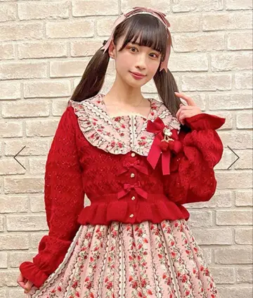 axes femme kawaii 시스루 니트 볼레로 빨간색 레드