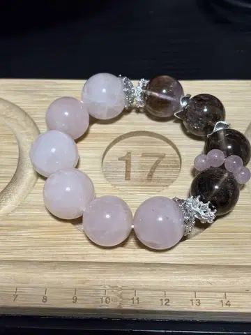 로즈쿼츠 스모키 쿼츠 팔찌 약 17cm 빅볼