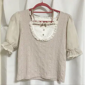 새상품급 NOEMIE 백 레이스업 시어 레이스 티셔츠