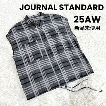 JOURNAL STANDARD 시어 도비 체크 프렌치 슬리브 셔츠
