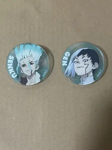Dr.STONE 레코드풍 아크릴 배지 이시가미 센쿠 아사기리 겐 세트