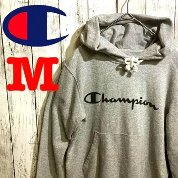 Champion 후드티 M 풀오버 센터 로고 아웃도어 캠핑